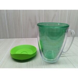 Tervis Clear & Colorful Insulated Tumbler 16oz Mug green w/ lime green lid